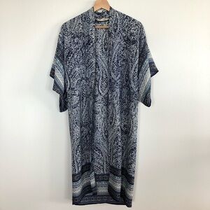 Elodie Blue paisley long rayon kimono size small